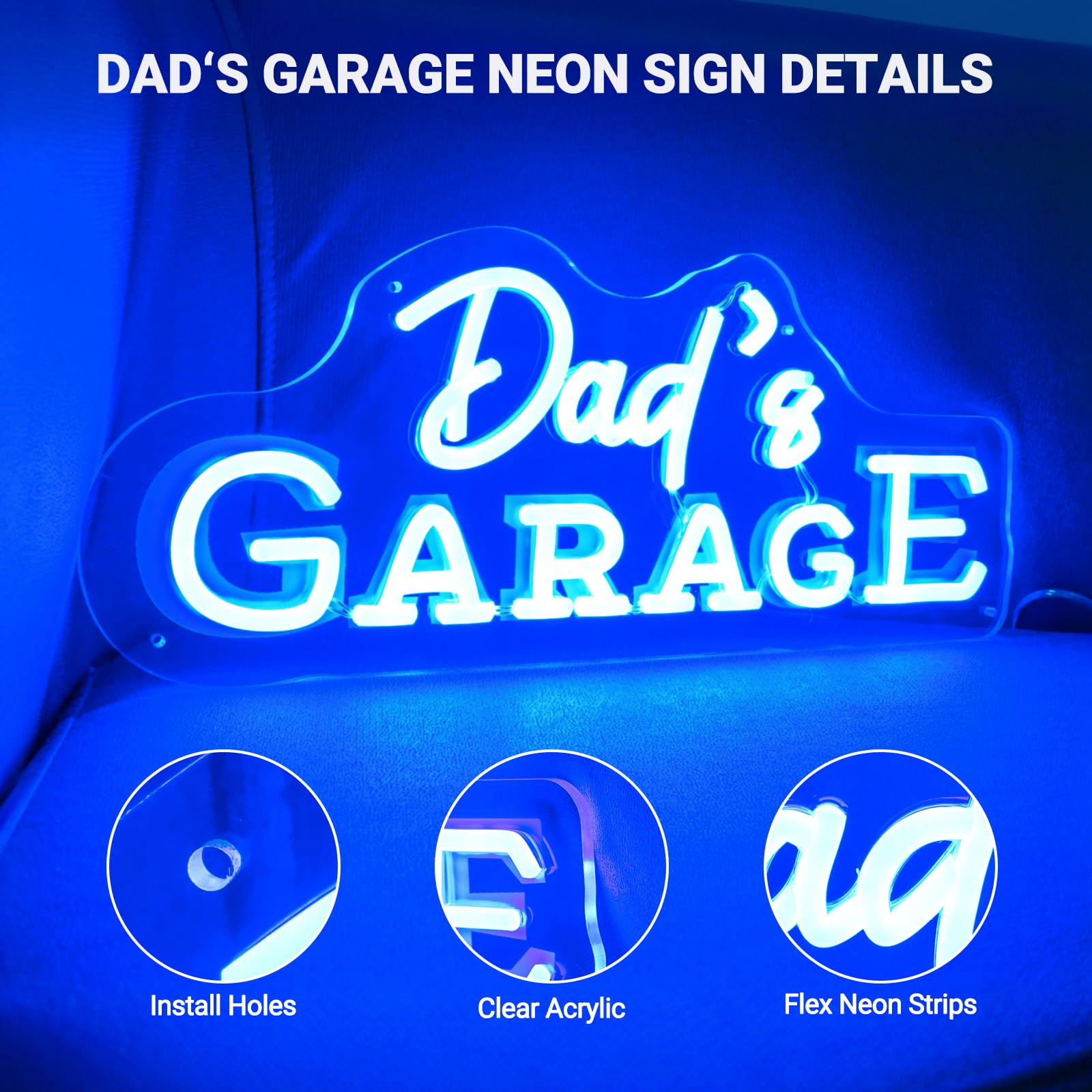 Amazon.co.jp: Dad's Garage ネオンサイン、3DアートLEDネオンウォール